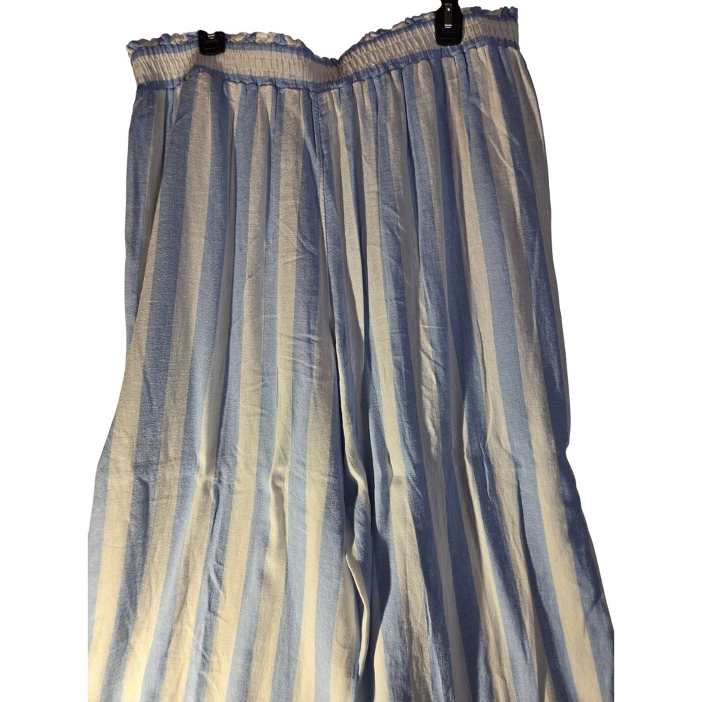 LC Lauren Conrad Linen Blend Striped Wide Leg Pants Blue White XXL